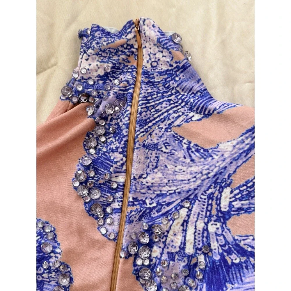 Single-Sleeve Tassel Fashion High-Cut Jumpsuit Latin Dance Performance Clothing - Picture 7 of 8